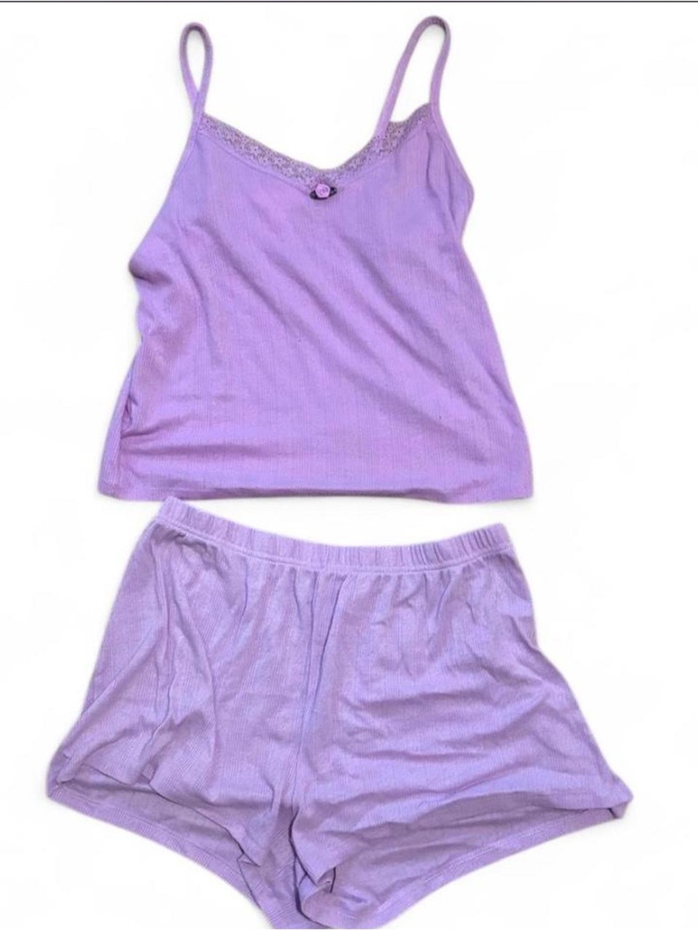 Medium Colsie Lavender Ribbed Camisole and Shorts Sleep Set
